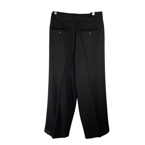 J.Crew Wide Leg cuffed Pant Size 12 Black Wool Blend Italian Fabric - Picture 3 of 13
